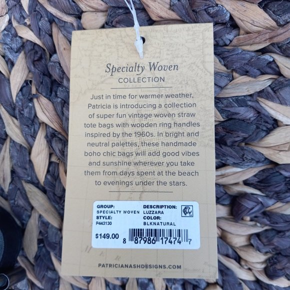 NWT PATRICIA NASH WOVEN STRAW TOTE BAG // CROSS BODY BAG WITH LEATHER STRAP - Picture 14 of 16